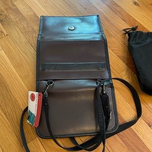 NWT flip out wallet- brown with black trim and dust bag